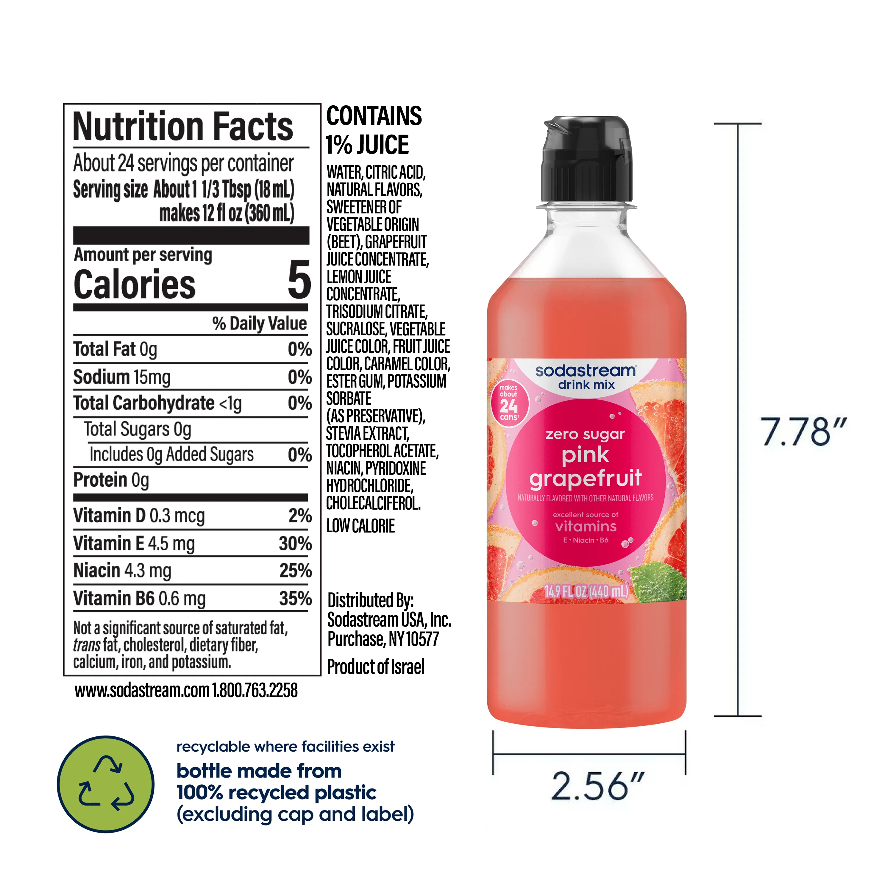 Sodastream Classics® Pink Grapefruit Zero Sugar Drink Mix 4 Pack 440ml - Image 6