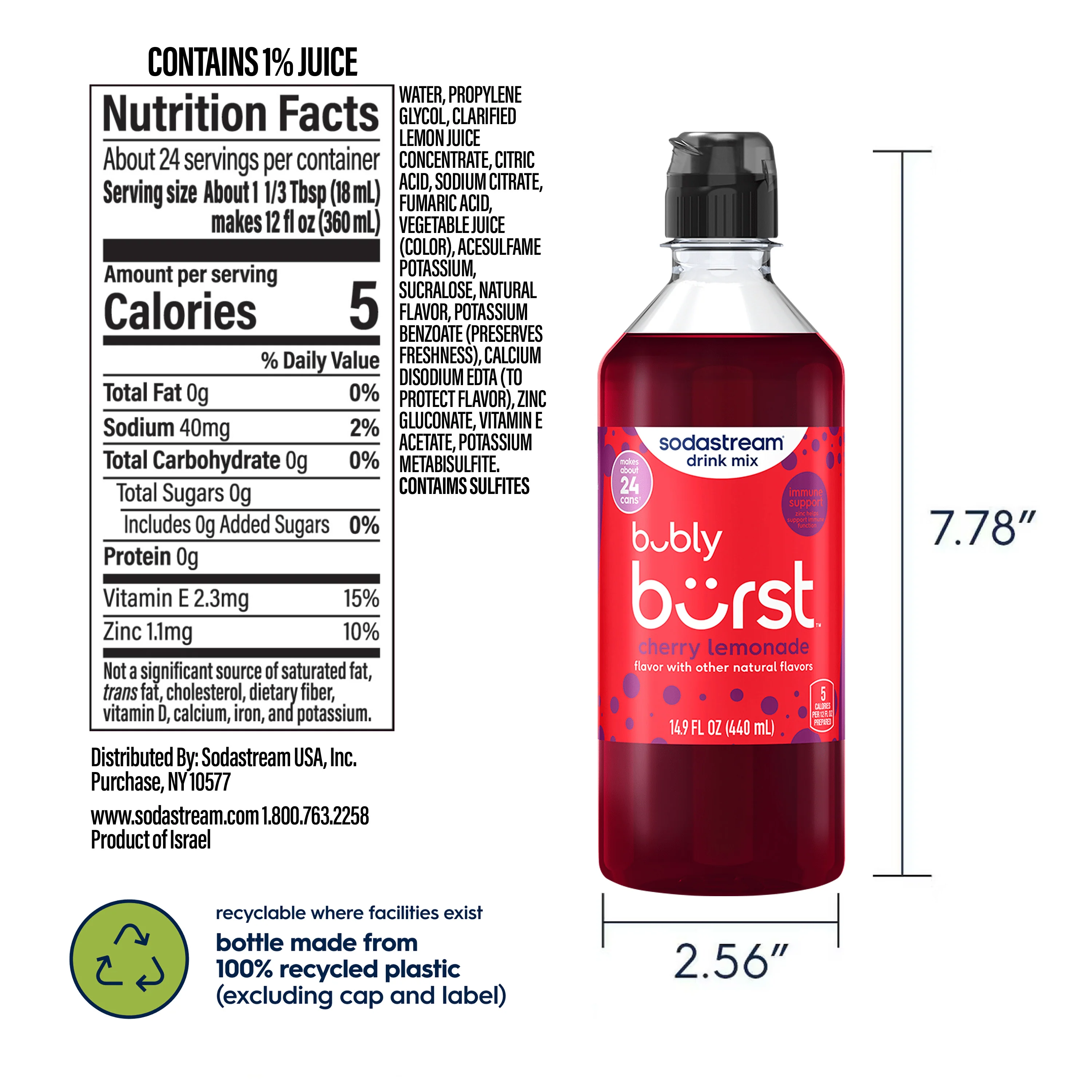 Sodastream bubly burst® Cherry Lemonade Drink Mix 440ml - Image 6