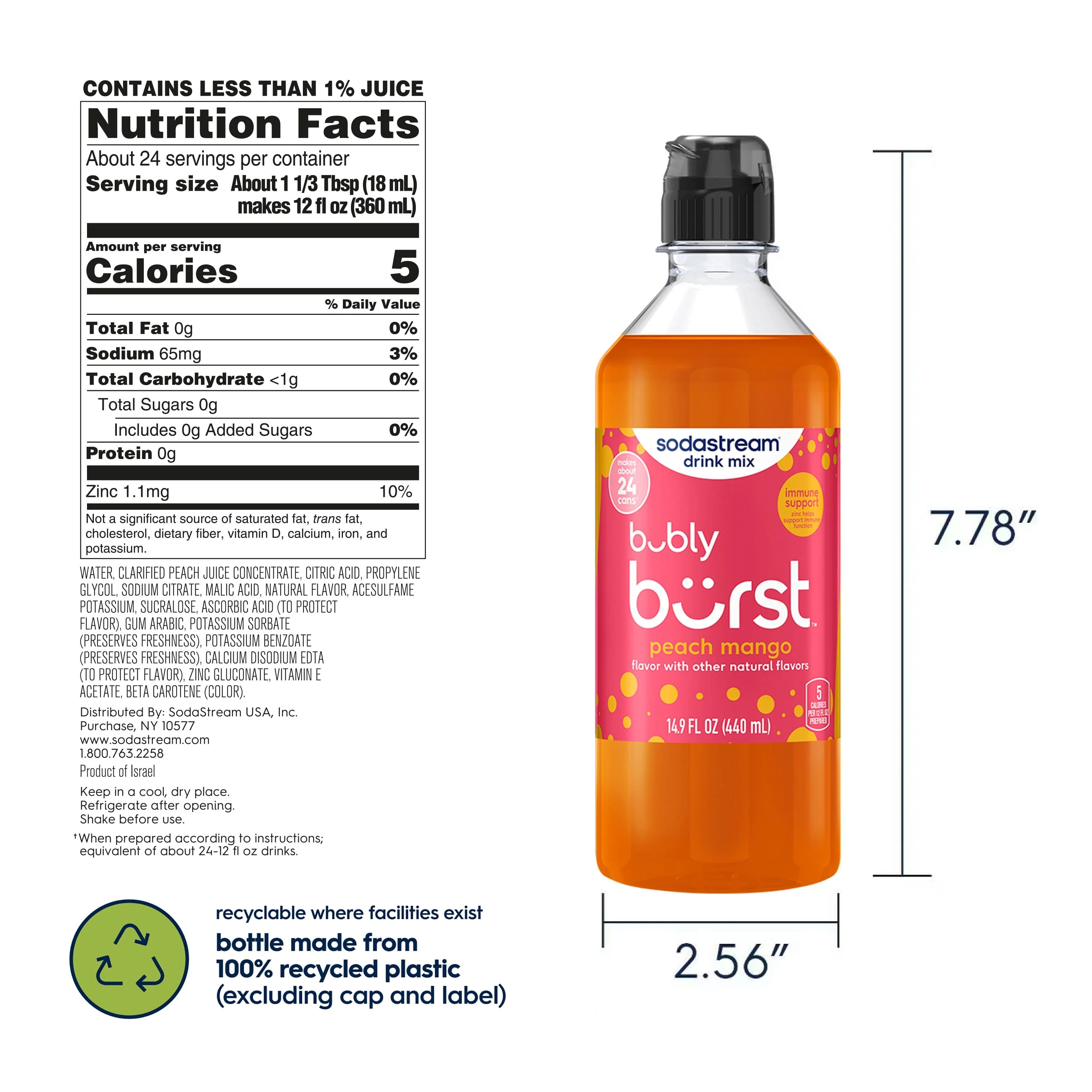 Sodastream bubly burst® Peach Mango Drink Mix 440ml - Image 5