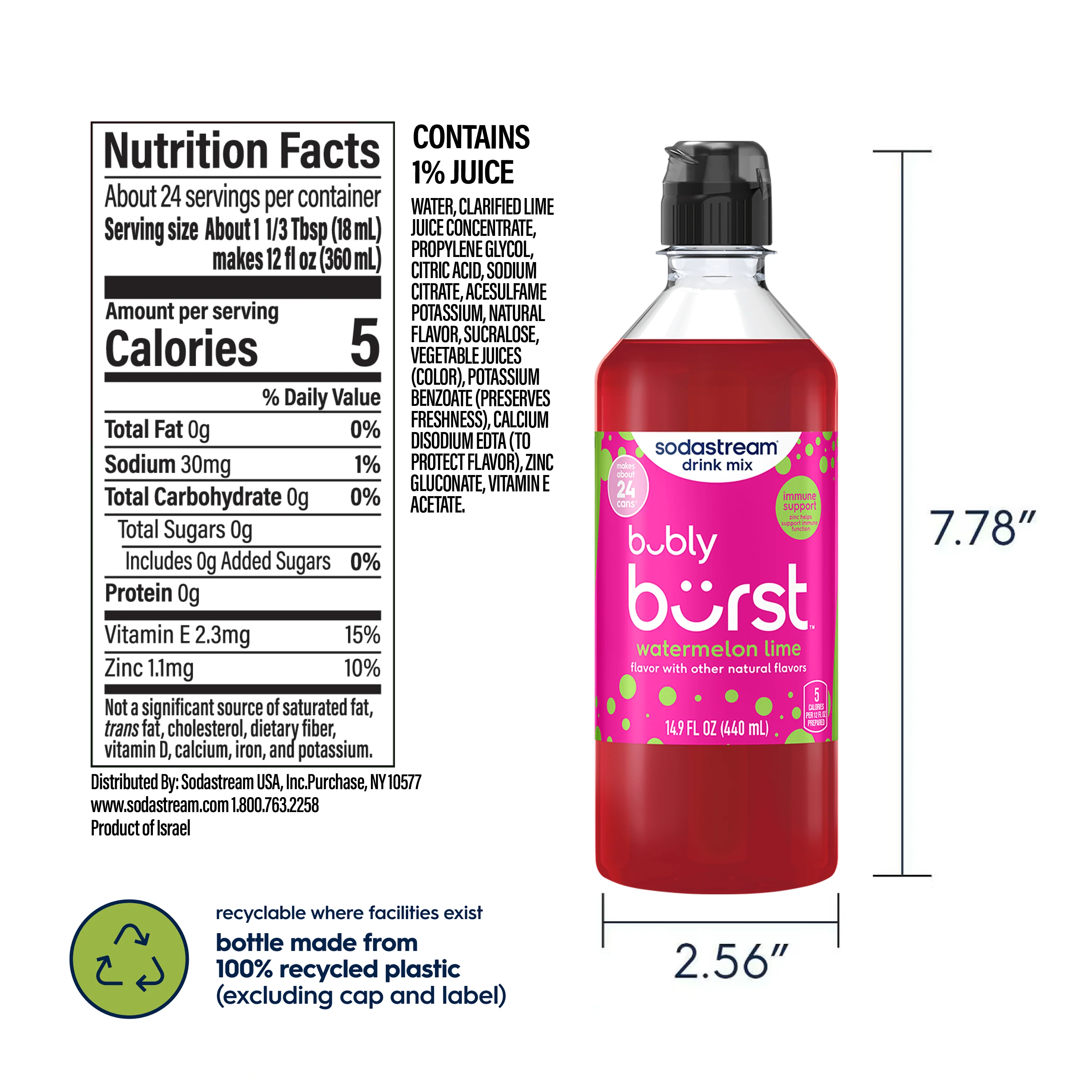 Sodastream bubly burst® Watermelon Lime Drink Mix 440ml - Image 6
