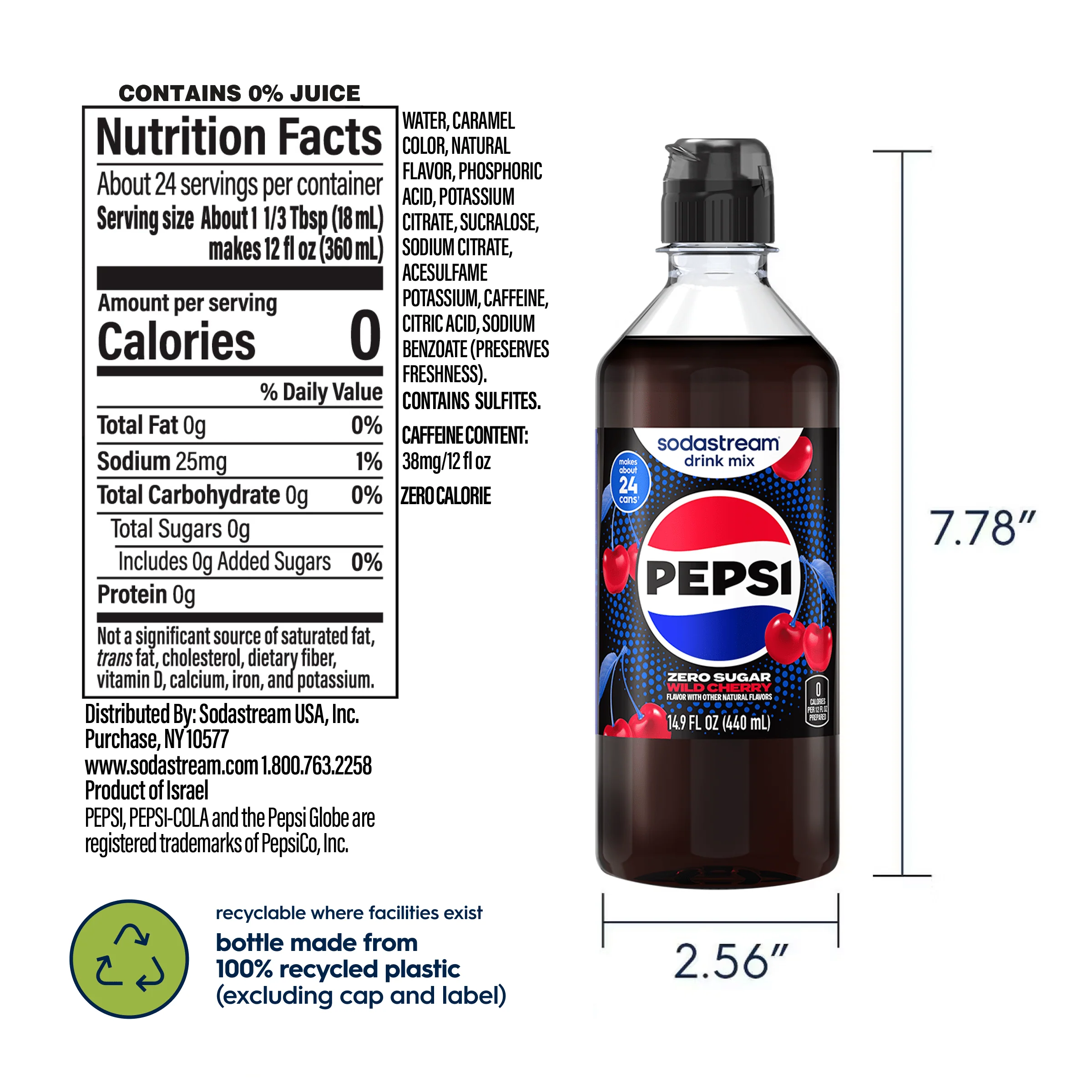 Sodastream Pepsi Wild Cherry Zero Sugar Drink Mix 440ml - Image 6