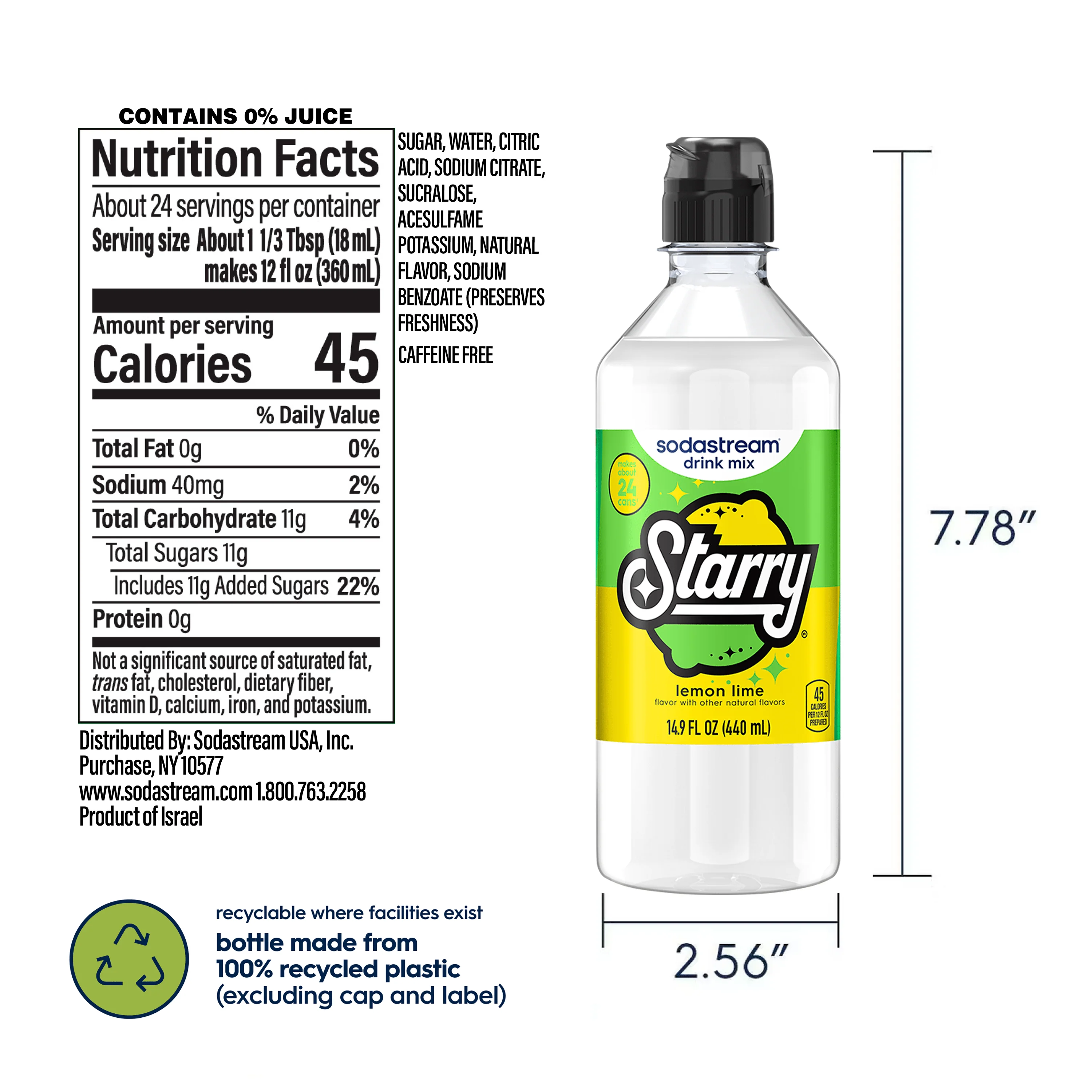 Sodastream STARRY® Lemon Lime Drink Mix 440ml - Image 6