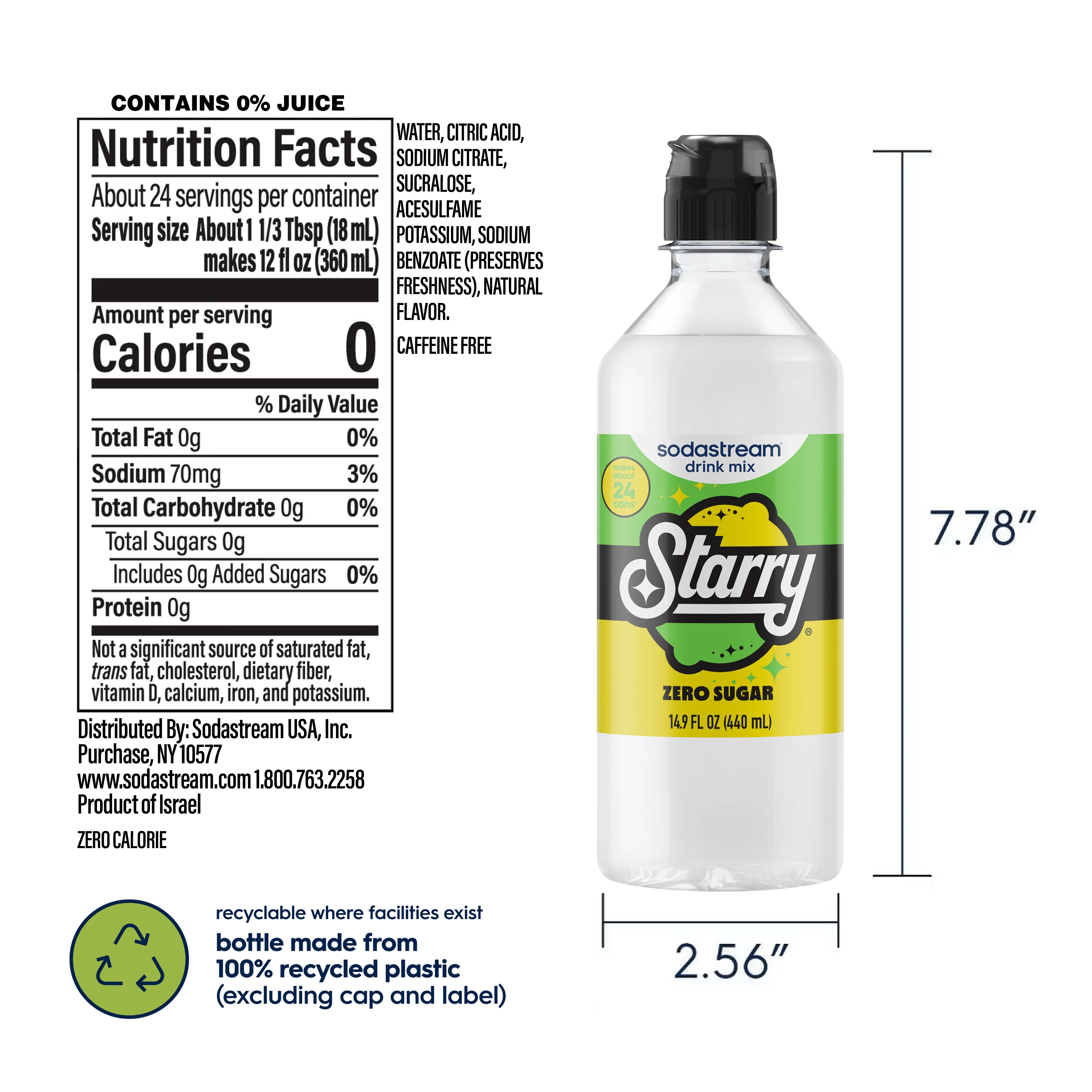 Sodastream STARRY® Lemon Lime Zero Sugar Drink Mix 440ml - Image 6