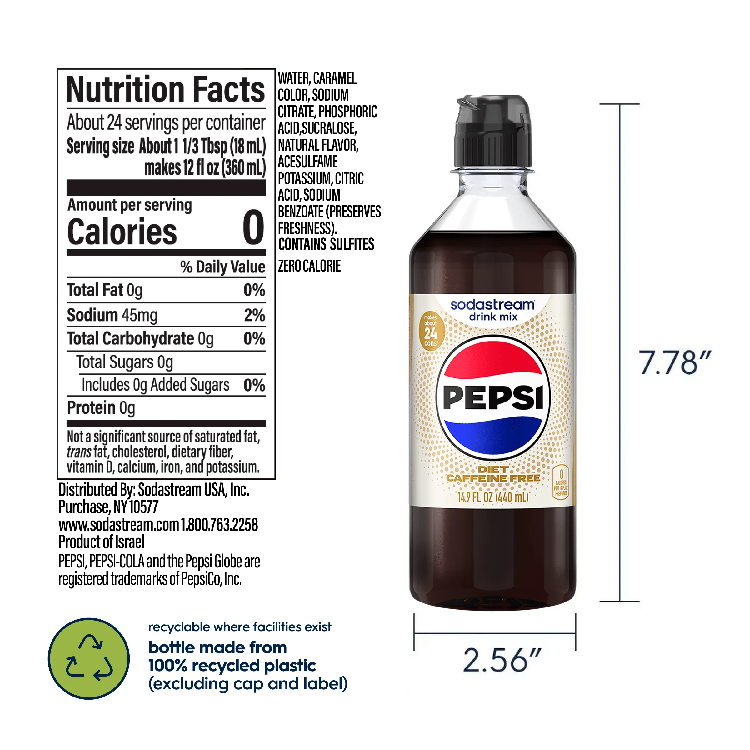Sodastream Diet PepsiĀ® Caffeine Free Drink Mix 440ml - Image 9